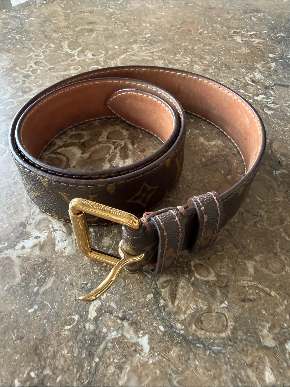 Louis Vuitton Monogram Canvas Belt with Gold Hardware - Picture 2 of 12